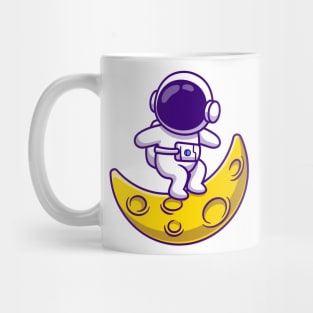 Cute Astronaut Surfing On Moon Mug